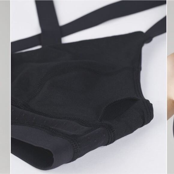 NEW Lululemon Body Con Sports Bra Long Line Mesh Panels Size 8 A/B Cup Black - Picture 7 of 8